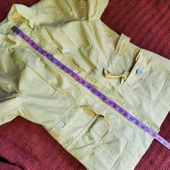 Ann Taylor Womens Yellow Rain Jacket Waist Tie Casual Size L - Picture 12 of 12